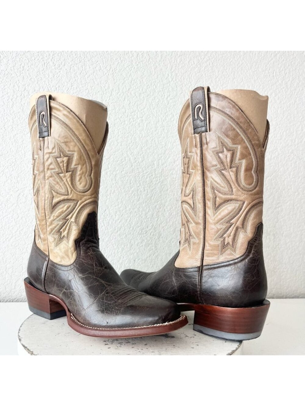 Rod Patrick Mens Cowboy Boots Bison Brown Leather Western Leather Soles 10AA